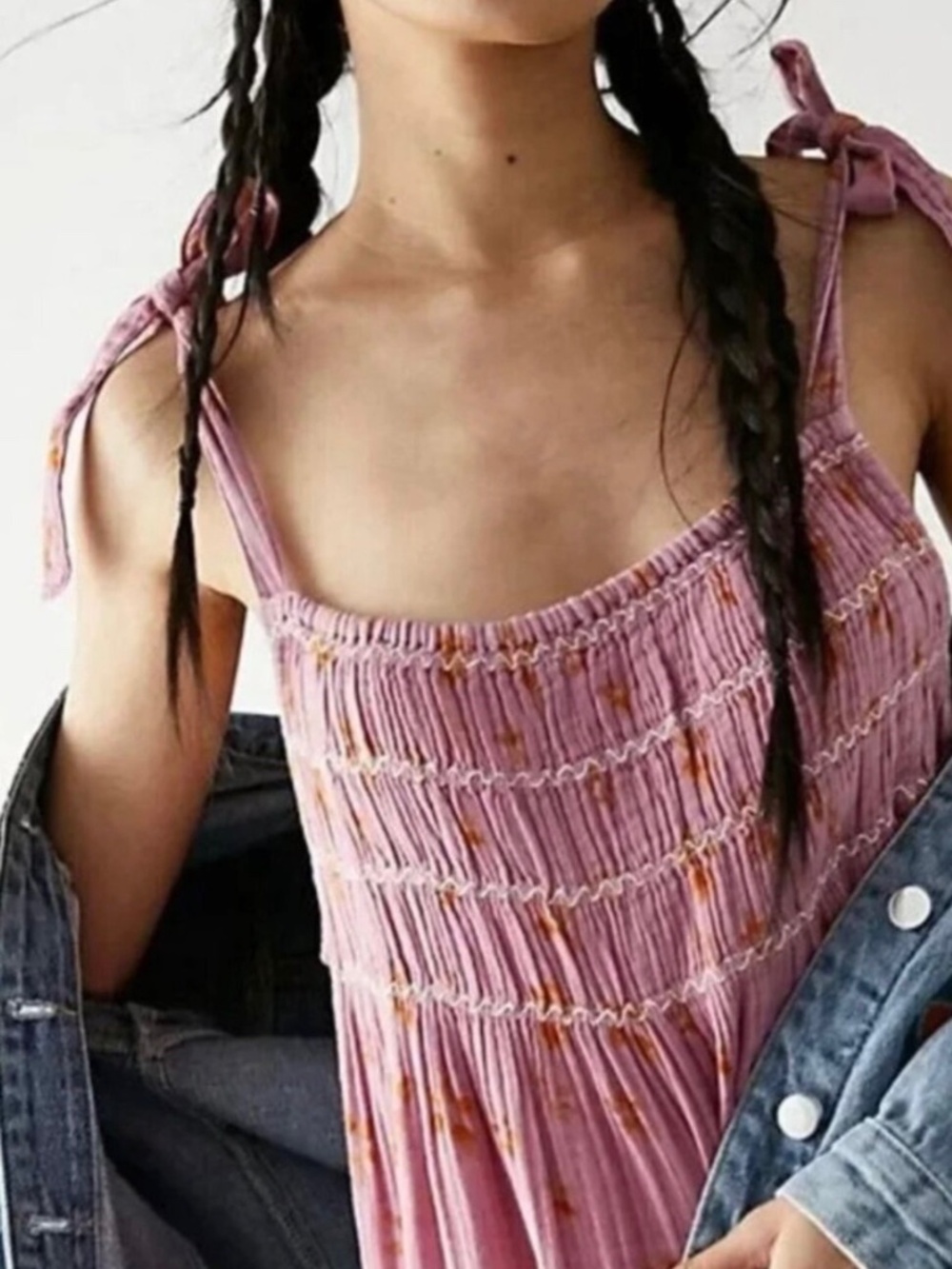 Free People Azure Maxi Dress Floral Printed Sleeveless Smocked Pink S - Picture 3 of 7